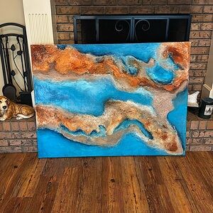 Acrylic and alcohol ink textured painting